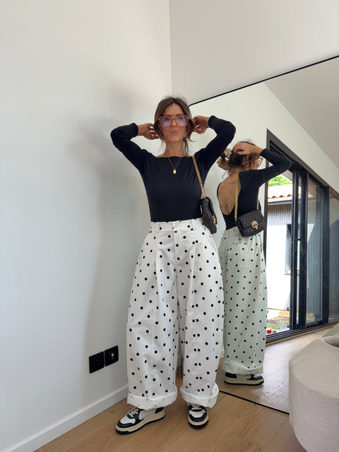 Pantalon Jacks à pois - blanc