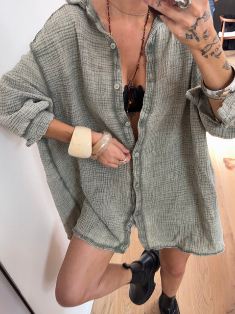 Chemise en gaze de coton - kaki