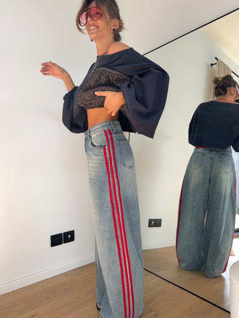 Jeans à bandes rouges (pré commande)