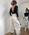 Jeans à détails fleuris beige