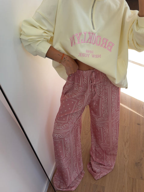 Pantalon fluide bandana - rose