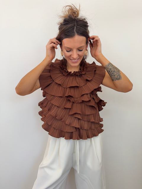 Haut fluffy dos nu - chocolat