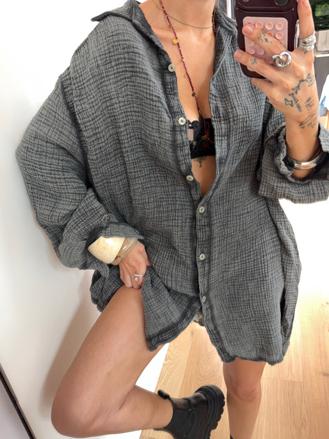 Chemise en gaze de coton - grise