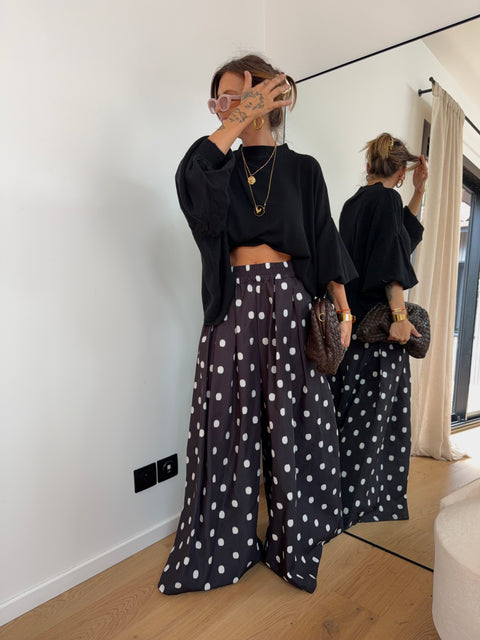Pantalon à gros pois - noir