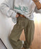 Pantalon droit à détails - olive