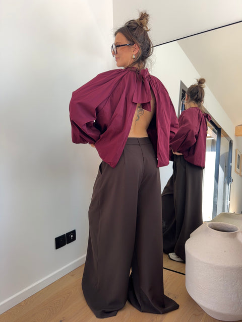 Blouse dos nu - bordeaux