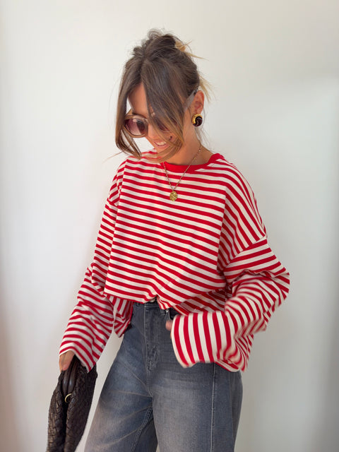 Sweat marinière rouge