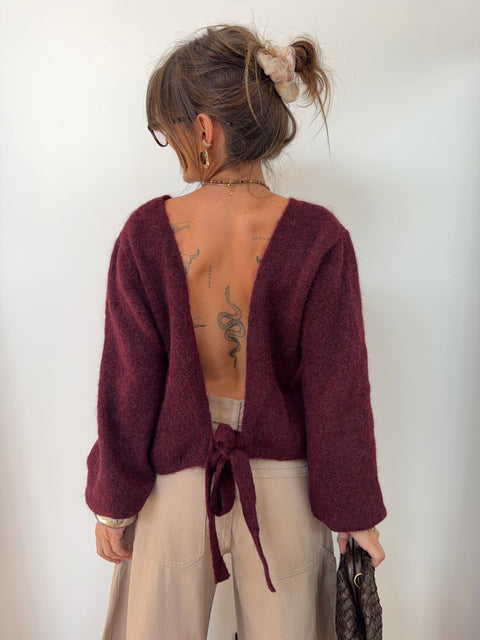 Pull dos nu - bordeaux