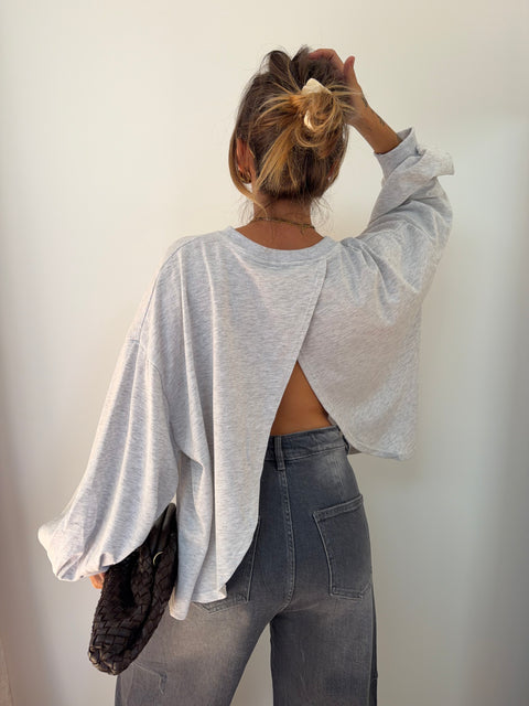 Sweat dos nu - gris chiné
