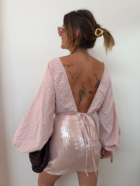 Jupe à sequins - rose pale