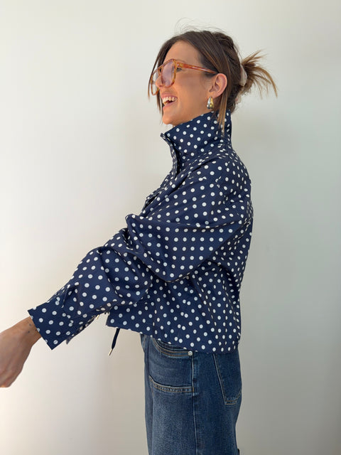 Veste à pois - marine et blanche