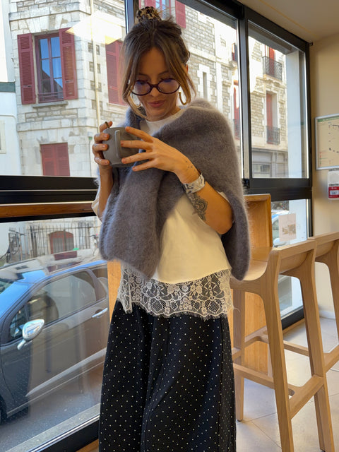 Pantalon baggy à pois - bleu marine