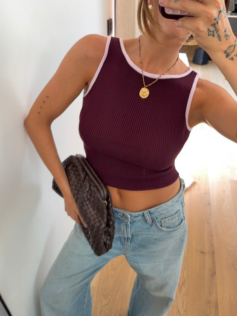 Top bicolore - bordeaux et mauve