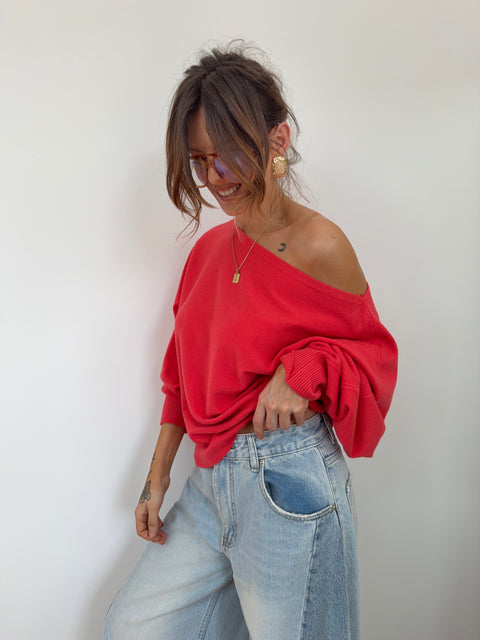 Pull asymétrique - corail
