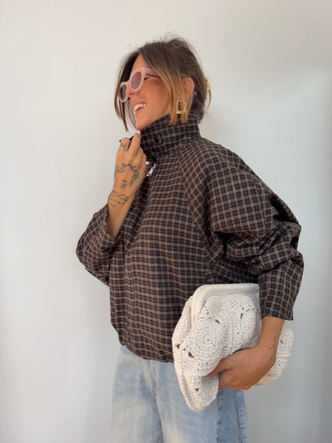 Veste à carreaux - marron et beige