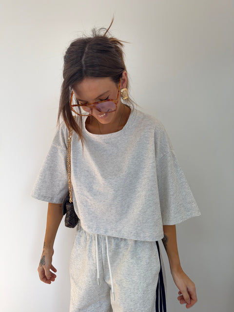 T-shirt court - gris chiné