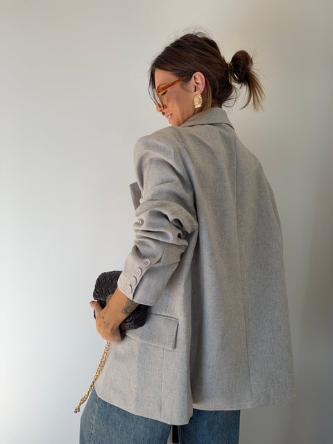 Blazer oversize - gris clair chiné