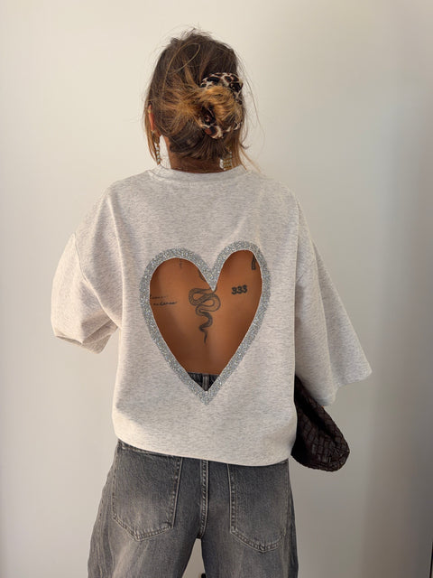 T-shirt coeur - gris