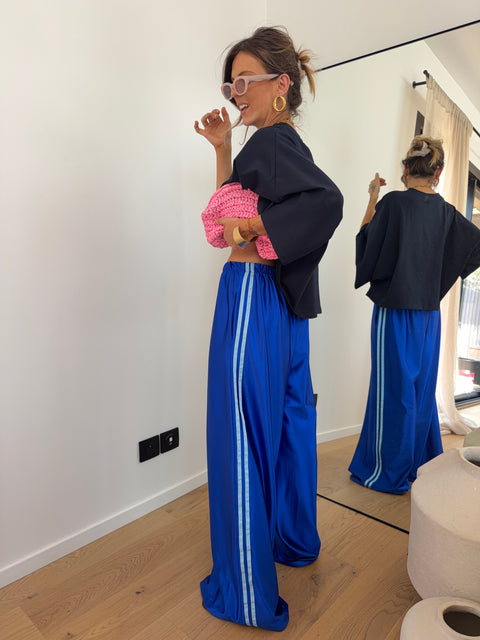 Pantalon à bandes métallisé - bleu électrique