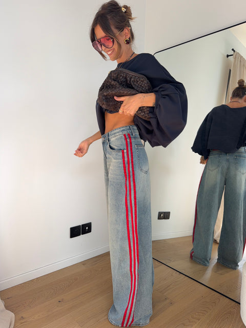 Jeans à bandes rouges (pré commande)