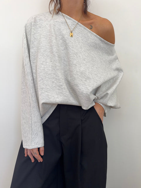 T-shirt parfait asymétrique - gris chiné