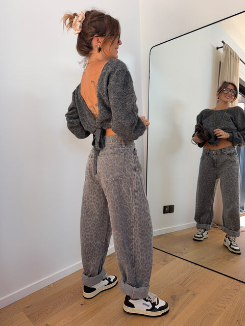 Jeans baggy léopard gris - Kylie