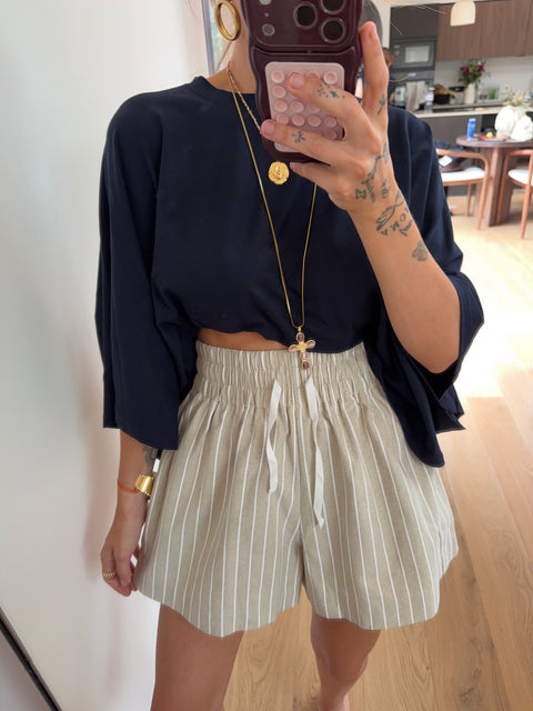 Short d'été rayé - beige
