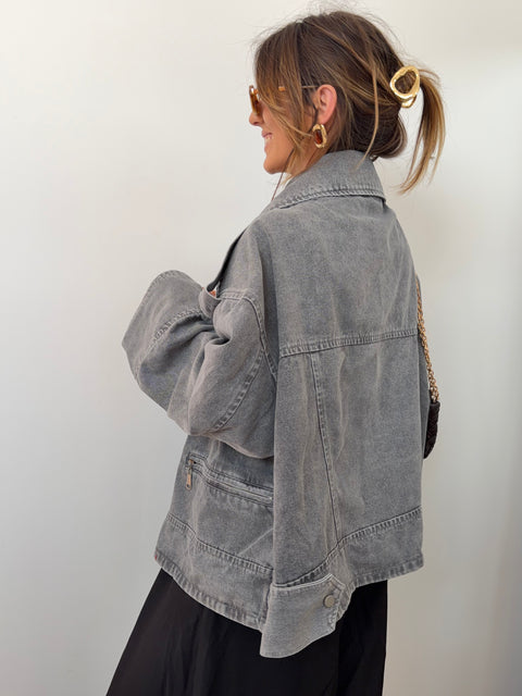 Veste en jean oversize - grise