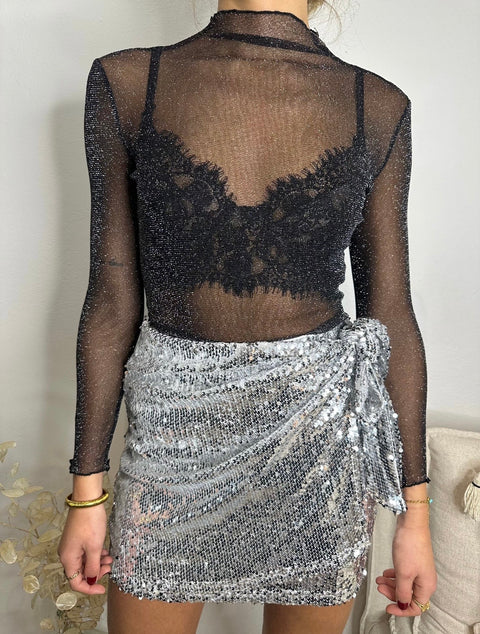 Haut transparent à paillettes fines