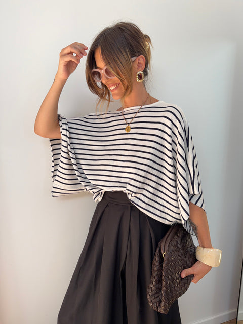 Pull fin dos en V Lover's - rayé bleu (envoi à partir du 18/07)