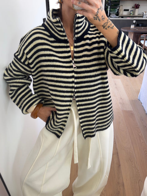 Gilet à rayures - jaune et marine