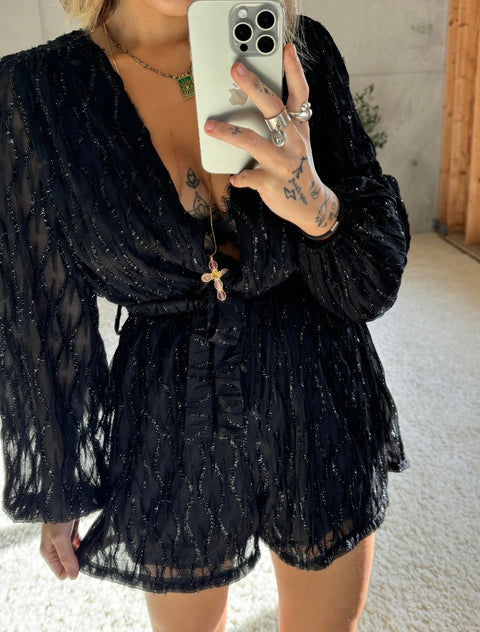 Combi-short à paillettes - noir