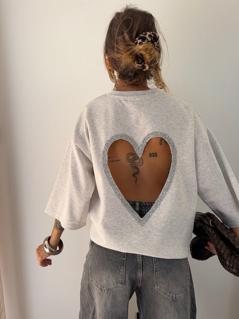 T-shirt coeur - gris