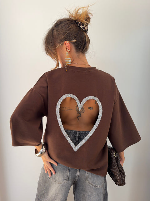 T-shirt coeur - chocolat