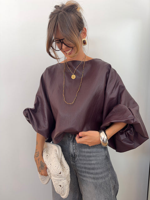 Haut en simili cuir - vino