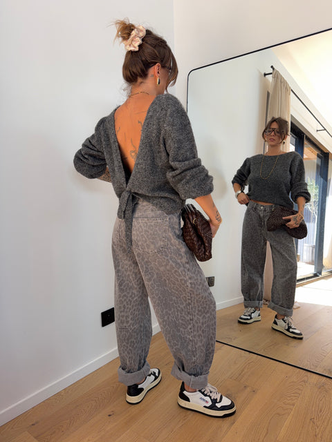 Jeans baggy léopard gris - Kylie