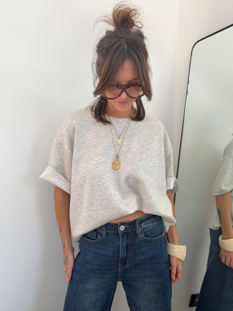 T-shirt parfait manches courtes - gris chiné