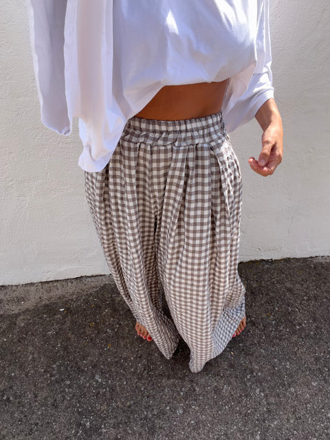 Pantalon à carreaux - taupe (pré commande)