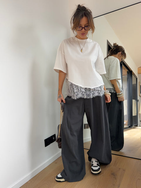 Tee-shirt à dentelle - blanc