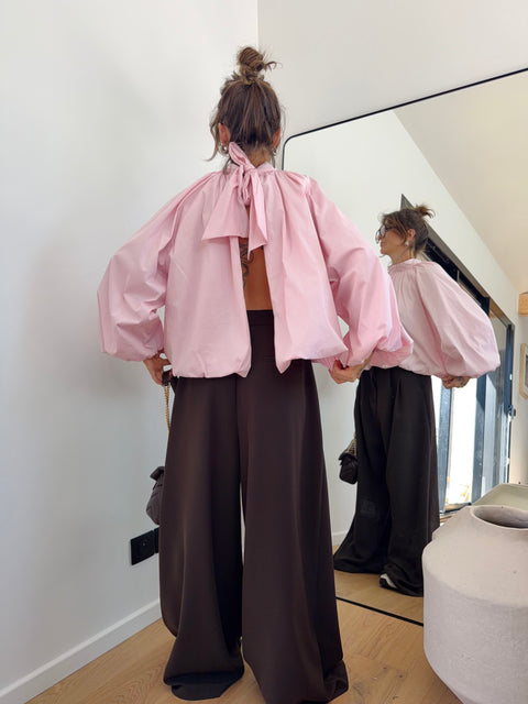 Blouse dos nu - rose poudré