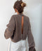 Pull manches longues dos nu - taupe