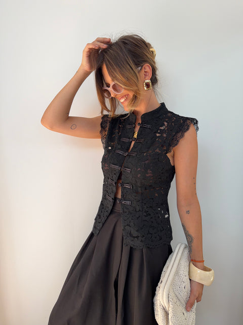 Top en dentelle - noir