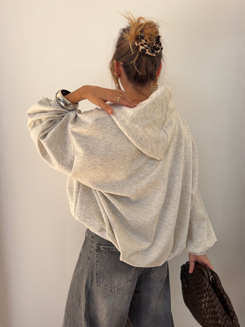 Veste à capuche oversize grise chiné