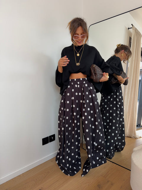 Pantalon à gros pois - noir