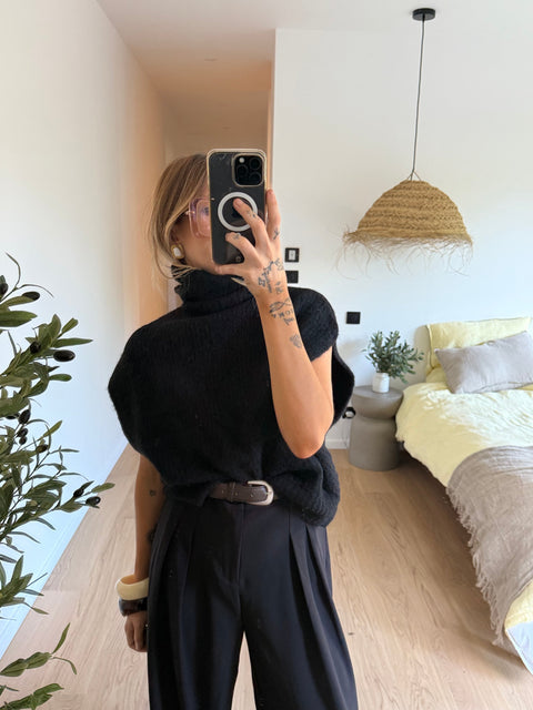Pull col roulé - noir
