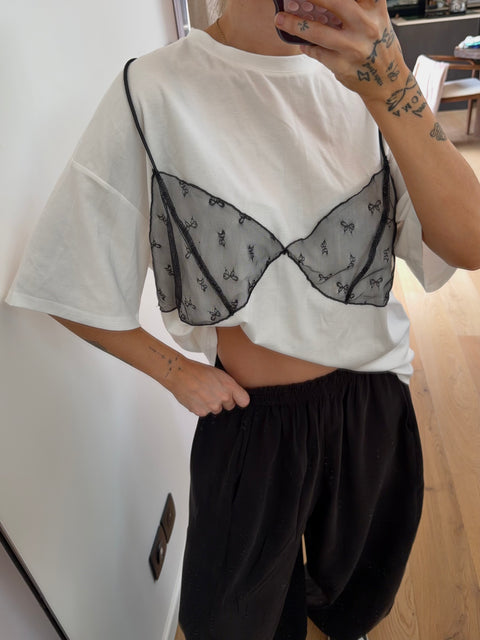 T-shirt soutien gorge dentelle - blanc