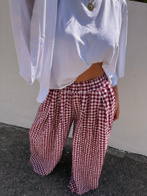Pantalon à carreaux - bordeaux(pré commande)