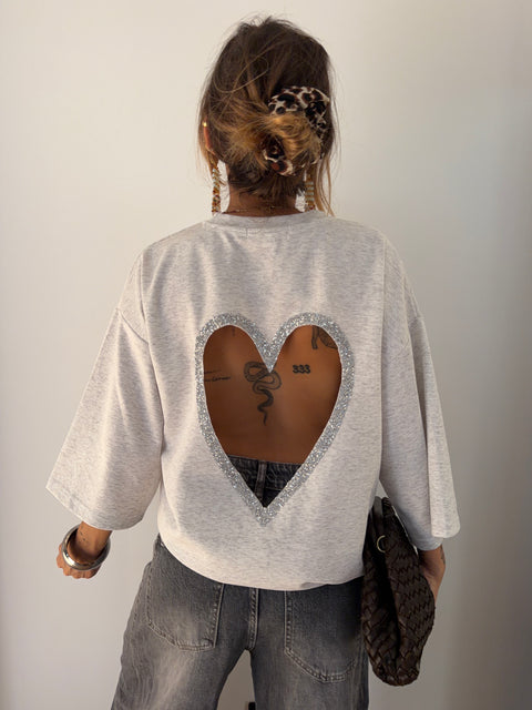 T-shirt coeur - gris