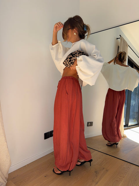 Pantalon en viscose - terracotta
