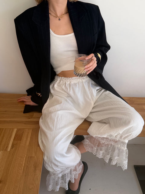 Pantalon à dentelle - blanc